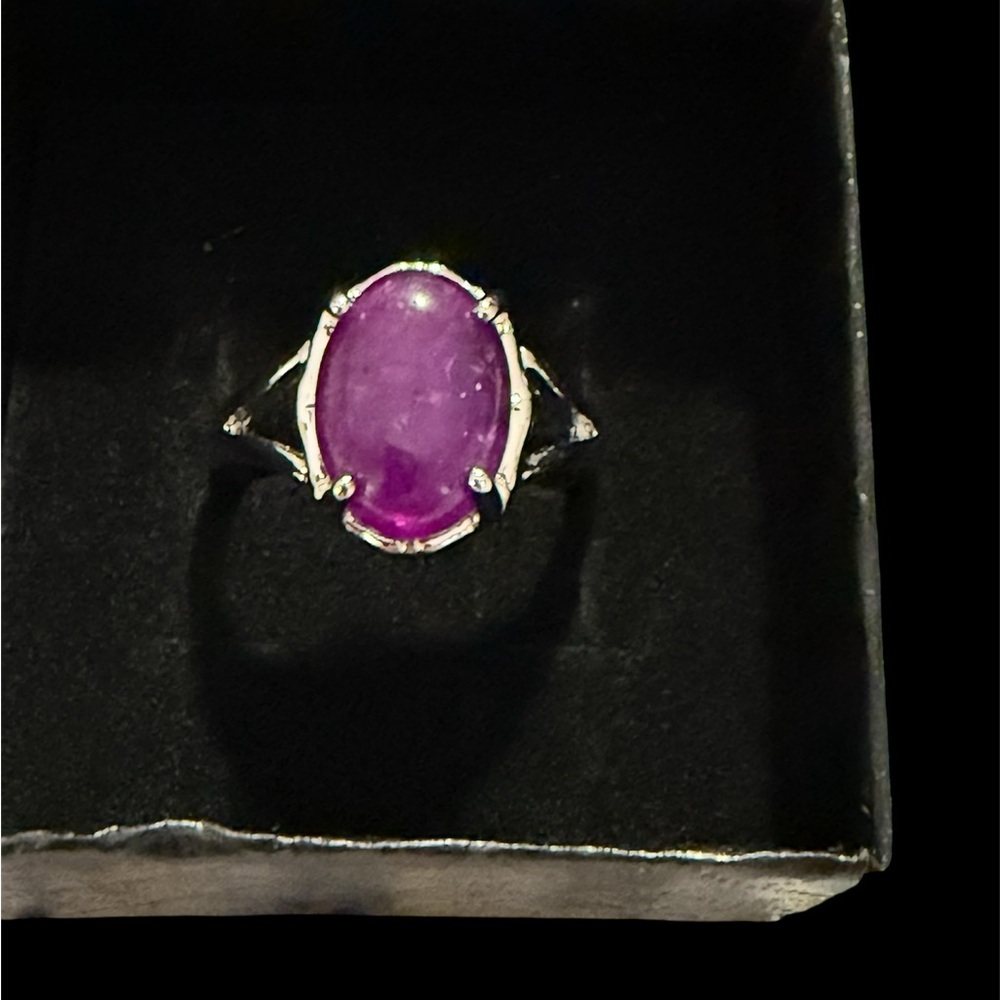 Purple Stone Statement Ring Silver Tone Jewelry NWT